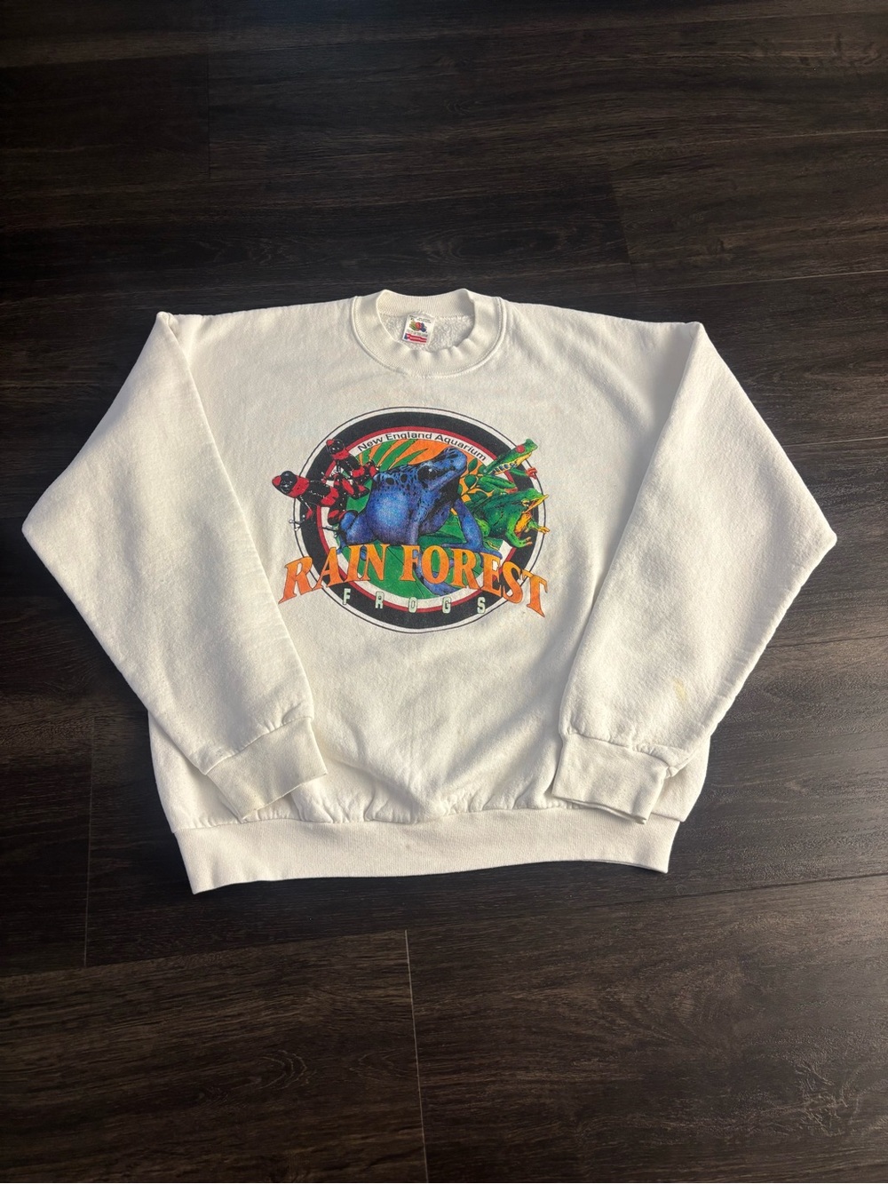 Vintage New England Aquarium Rain Forest Frogs Crewneck